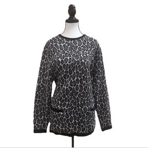 New Orleans Knitwear Sweater Cardigan Grey Black Leopard Print Size 3 Large NWT